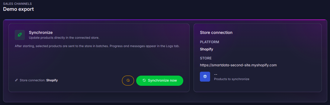 Shopify verkoop kanaal - Mapping